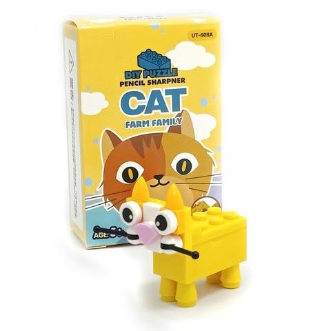 DIY Puzzle Puzzle in Bricks Characters Blocks Assemble DIY for Kids Boys and Girls Return Gift for Birthday, Food Grade (Cat Sharpener)