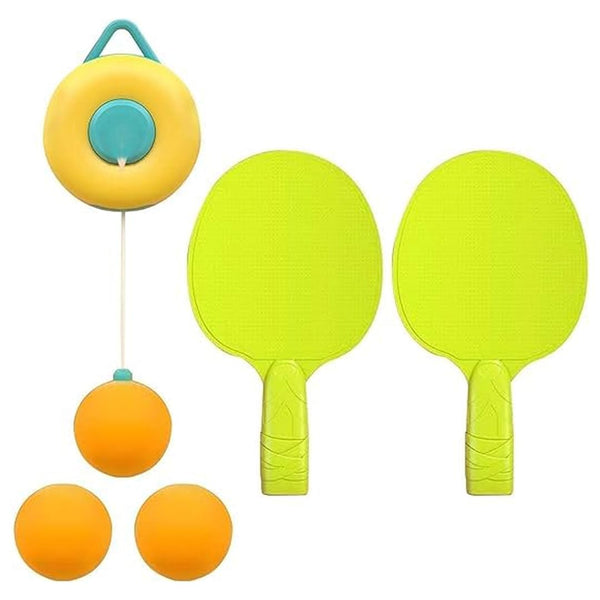 Ji and Ja Hanging Table Tennis Trainer with Round Hook, Self Training Workout Indoor Gaming 2 Racket & 3 Ping Pong Practice Ball Portable - Parent Child Interaction Indoor Toys for Kids