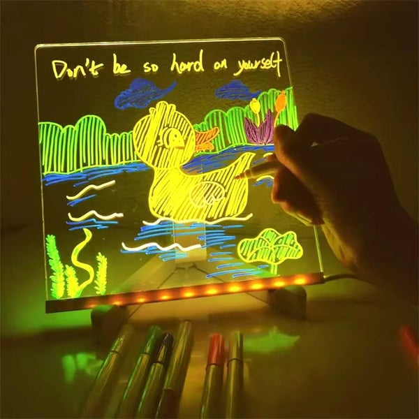 Kunya 3D Acrylic Dry Erase with Light up Dry Erase with Stand as a Glow Memo LED Letter Message Board with Pens (20X30 CM) USB Power Supply (Copy)