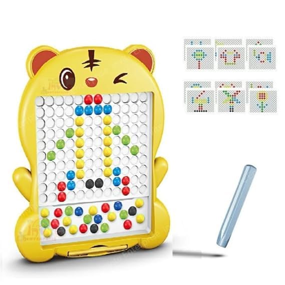 Ji and Ja Indoor Colorful Doodle Board with Pen and Beads for Toddlers, Age 13, dot Art for Children, and 48 Toys for Outdoor Travel Cool Magnets for Kids: Great Birthday Gifts for Ages 5 to 7 Years