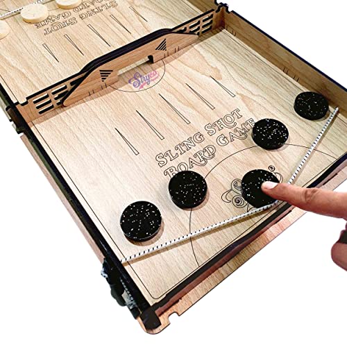 Ji and Ja® Slingshot Board Game, Latest Fastest Finger Game, Sling Puck Game, String Hockey, Best Gift Toy and Games for Kids and Adults, Indoor Board Games