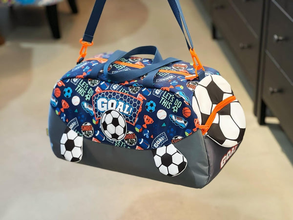 Ji and Ja Duffle Bag for Boys|Girls Kids Gym Bag Sports Travel Bag Weekender Overnight Bag Big Size for Kids/Teenagers Duffle Bag (Football Goal)