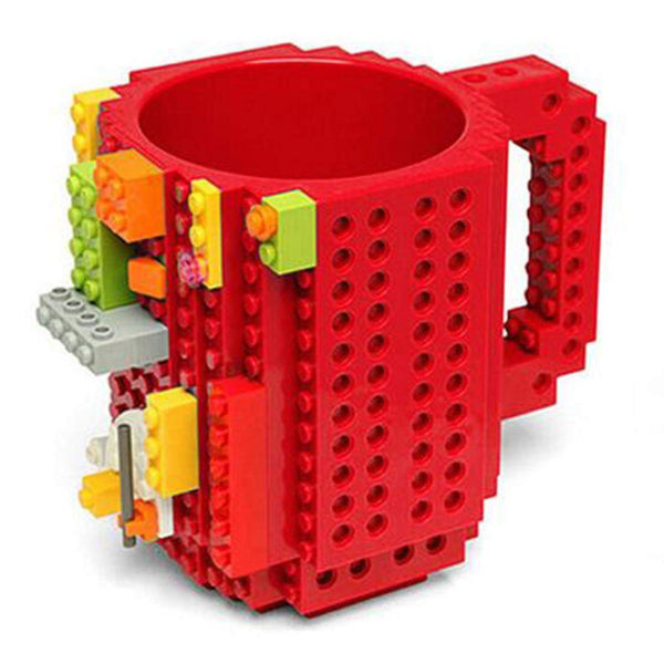 Ji and Ja Plastic DIY Build On Brick Mug Birthday Gift for Kids Children Building Block Coffee Mug Pack of 1 420 ml Diwali Gift for Kids Diwali Diwali Gift...