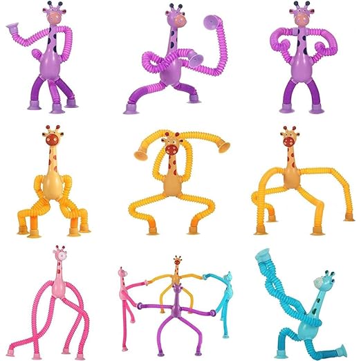 Telescopic Suction Cup Giraffe Fidget Toys Shape Changing