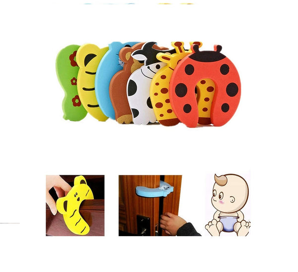 Cartoon Animal Cushion Children Safety Foam Door Stopper  4 Pc