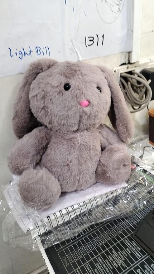 Ji and Ja Relief Teddy Breathing Stuffed Animal Baby Sound Machine Soother Bunny Anxiety Relief Baby Breathing with Sensory Music Lights Rhythmic Breathing Motion (Bunny)