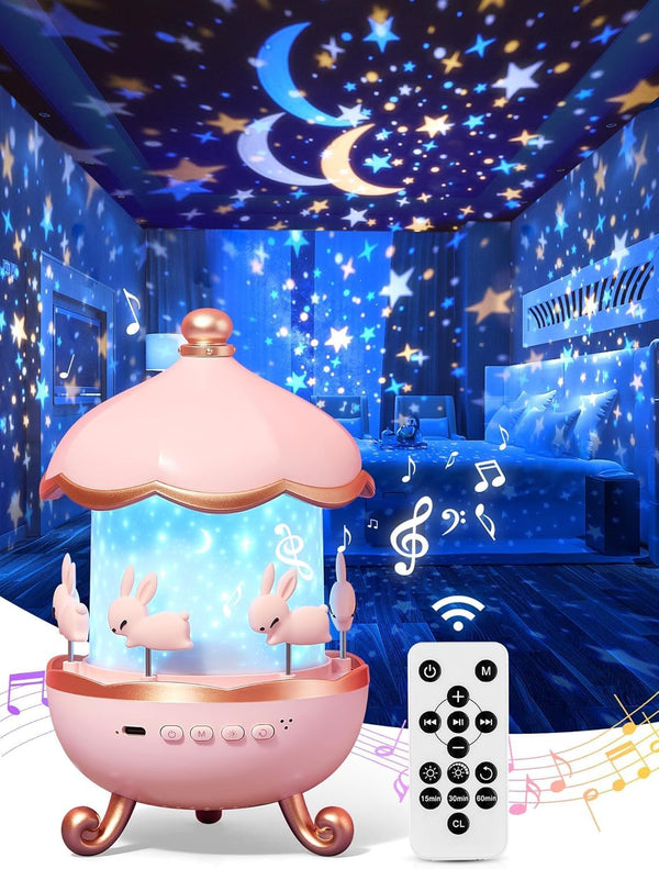 Kunya Rotating Cabin Projector Lamp Star Projector Night Light for Kids Baby Sound Machine Night Light for Room Decor Kids Night Lights for Bedroom ( Remote)