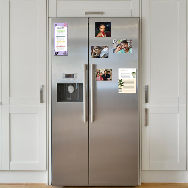 Ji and Ja Fridge Magnet with Customize 4 Photo for Multi-Purpose Use, with Note Pad and to Do List, with Magnetic to Do List Shopping List Combo– Reusable Dry-Erase - Free Magnetic Marker Pen