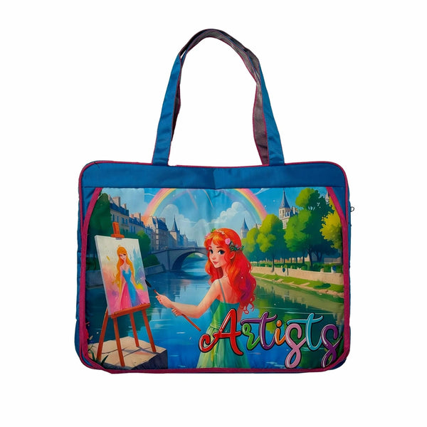 Ji and Ja A3 Size Drawing Activity Tote Carrying Bags with Multiple Pockets, Made fro Artist and Drawing Kids Multi Layer (Mermaid)