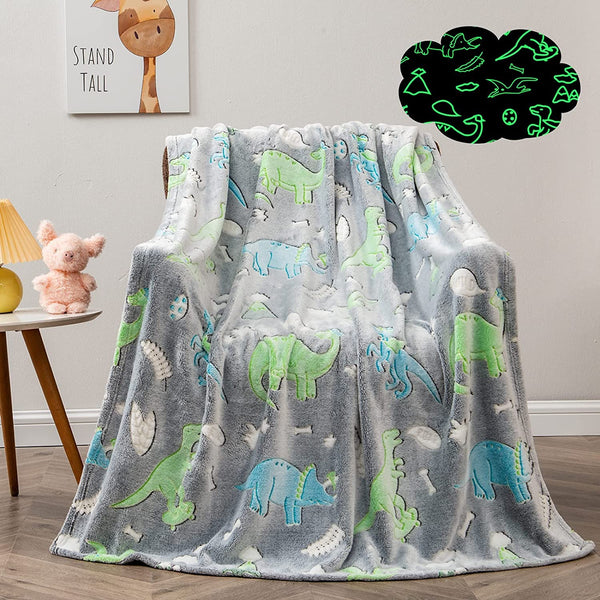 Glow in The Dark Blanket Small Dinosaur Blanket Soft Cozy All Season Blankets