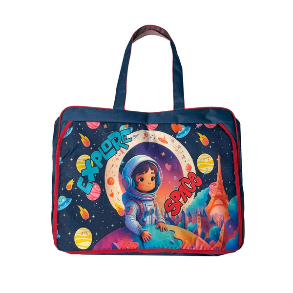Ji and Ja A3 Size Drawing Activity Tote Carrying Bags with Multiple Pockets, Made fro Artist and Drawing Kids Multi Layer (Space Explore)