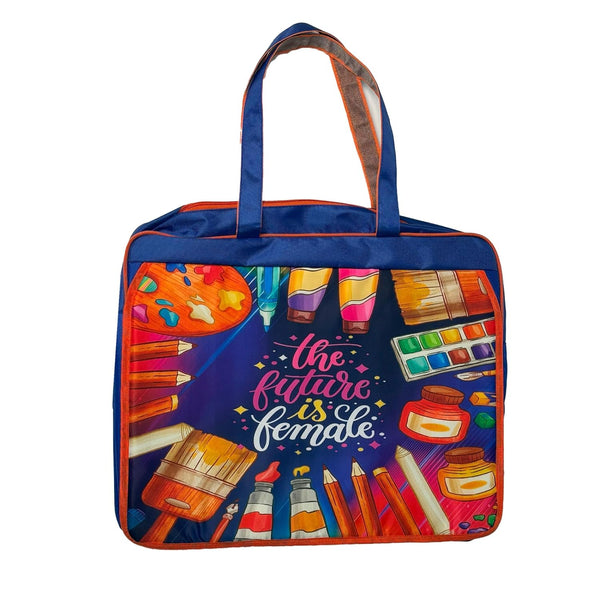 Ji and Ja A3 Size Drawing Activity Tote Carrying Bags with Multiple Pockets, Made fro Artist and Drawing Kids Multi Layer (Future Girl)