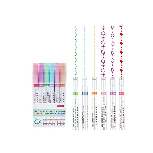 Stamp Pen Liner Pen Roller Type 6 Design and Pack of 6 Color 6